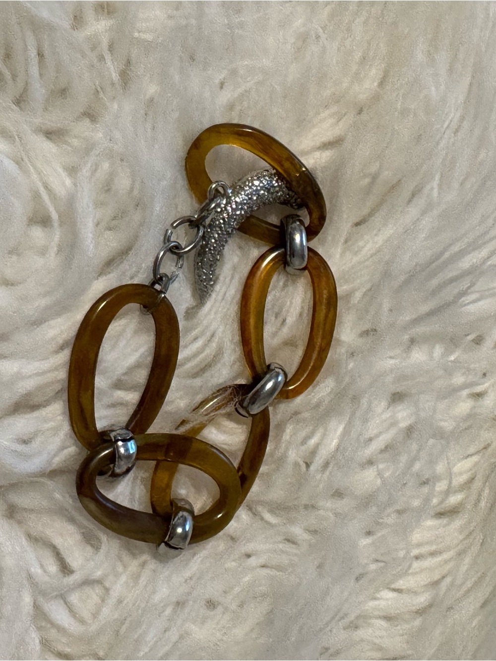 Ralph Lauren Amber Resin Link Bracelet with Silver Accents